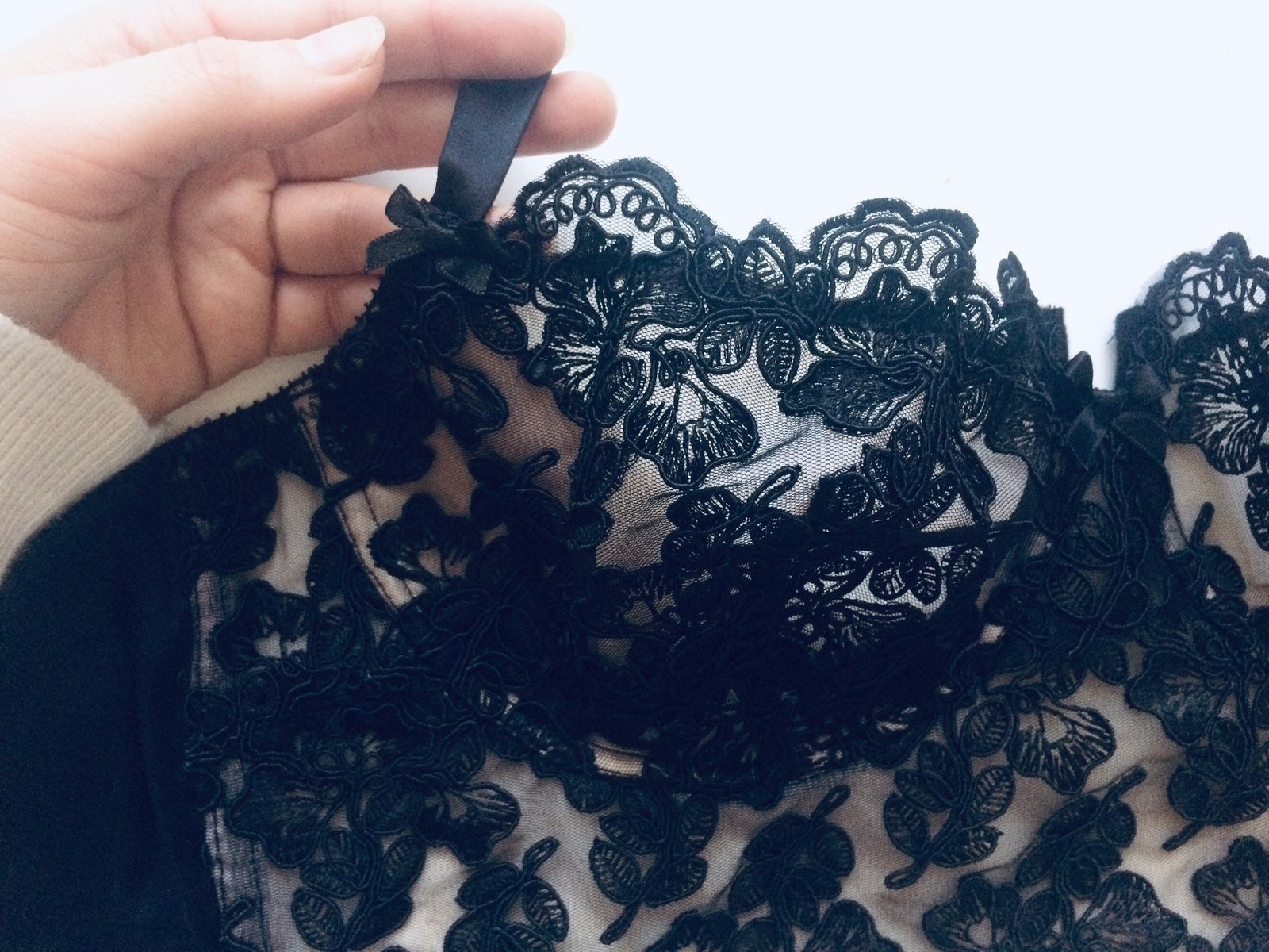 Black Lace Bra In French Calais Lace Nude Lining Marianna Giordana Paris