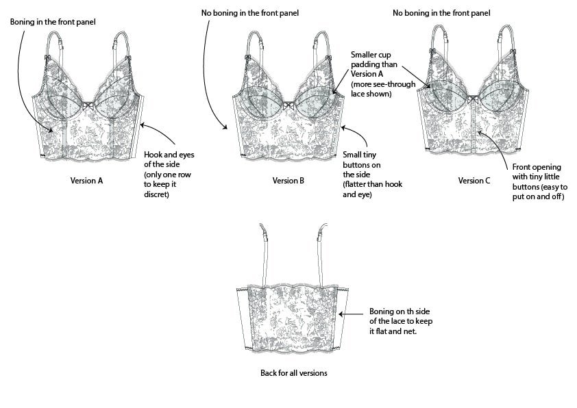 Bespoke order on measurements lingerie fine