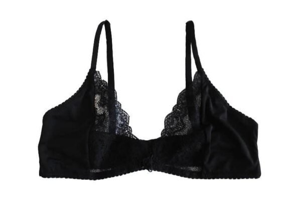 Black bralette without underwire in black jersey and lace