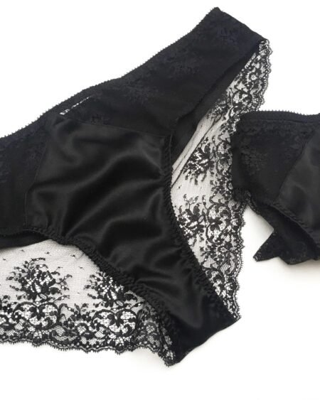 Black see through panties handmade in France