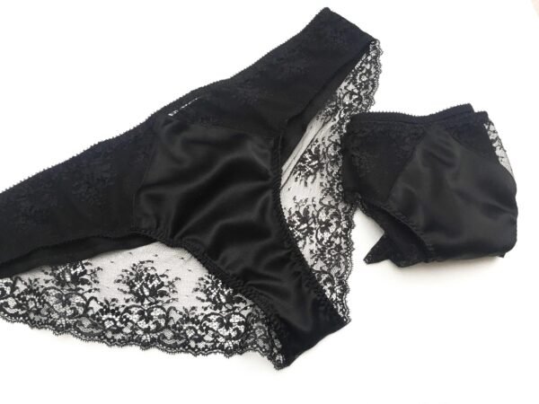 Black see through panties handmade in France