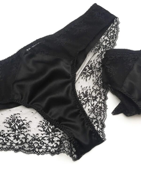 Black see through panties handmade in France