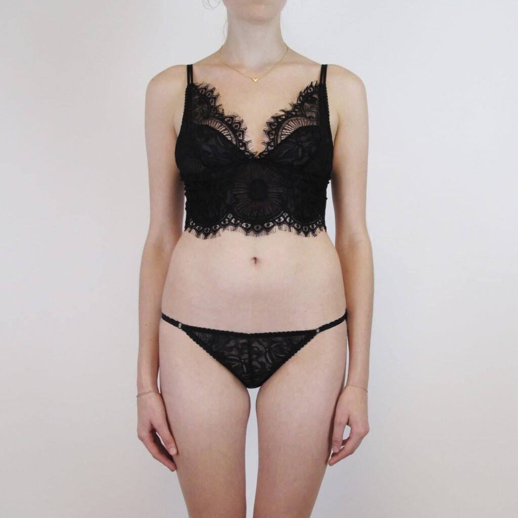 Silk black panties - Black lace panties - Lace brief - Lace tanga - Black  lingerie - Marianna Giordana Paris