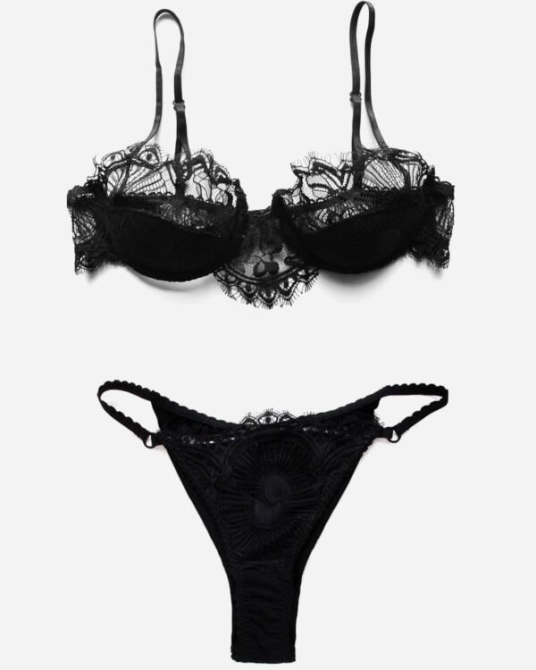 Black lace lingerie set - sheer lingerie set - sexy sheer lingerie