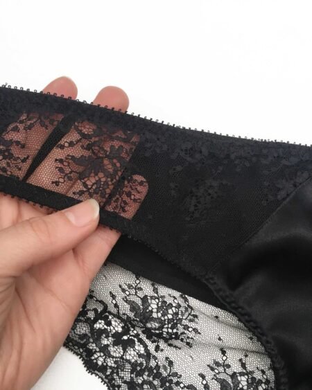 Chantilly see through lace details of silk panties