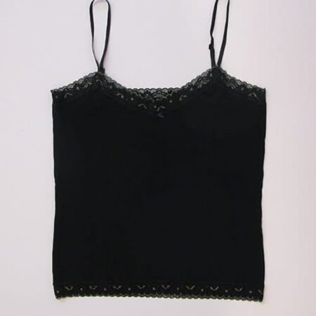 Cotton tank top in black jersey and gold edges