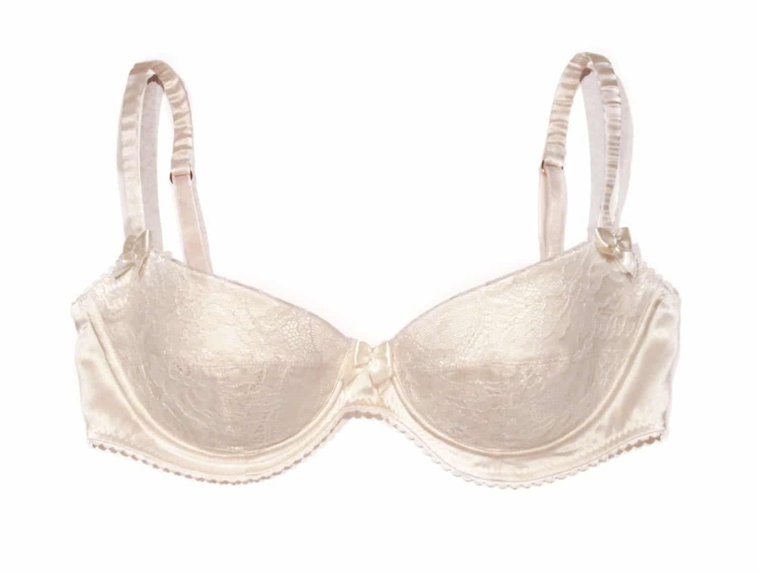 Stretch Satin Silk Plunge Bra Slightly Padded Covered With Lace Marianna Giordana Paris 