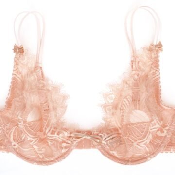 Pink lace bra plunge shape made on order lingerie fine