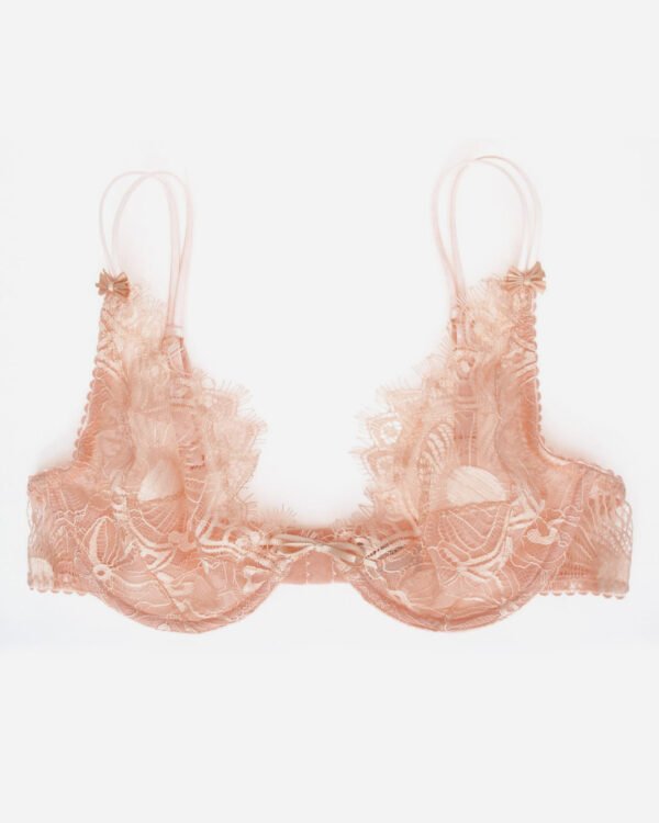 sheer bra - Pink bra in lace - pink bralette - soft cup bra - sheer strappy bra - pink lingerie - In STOCK