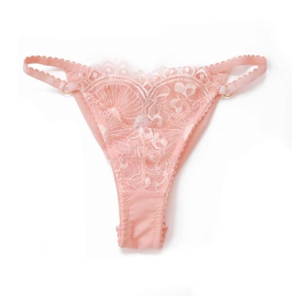 Pink sheer lace panties tanga shape