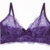 Purple sheer lace plus size bra made in lace and silk