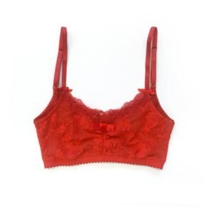red lace bralette lined with mesh