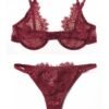red lace see through lingerie bra with underwire and tanga