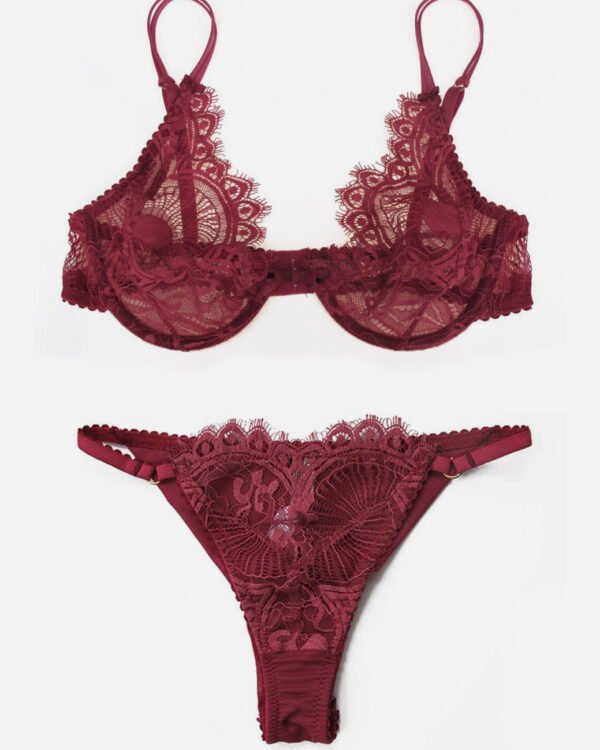 burdundy lace lingerie set
