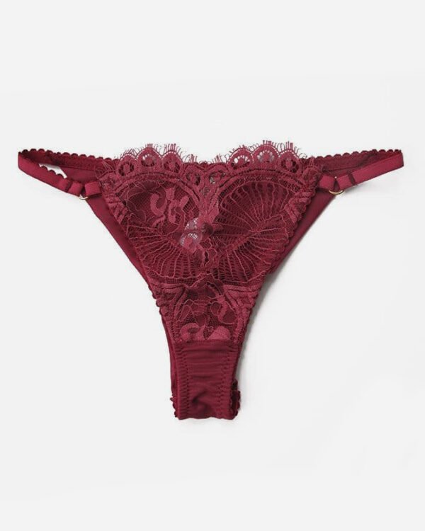 Dark Red Lace Thong