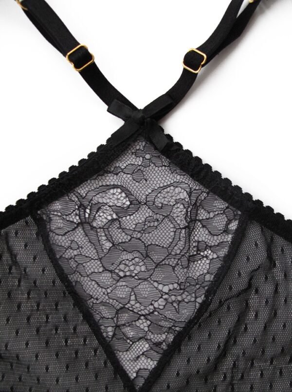 See through bralette front opening lace back details