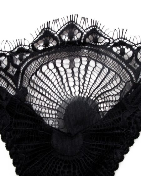 Sheer black lace tanga with chantilly lace