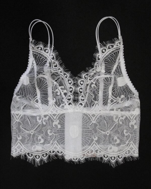 sheer bridal longline bralette in white lace