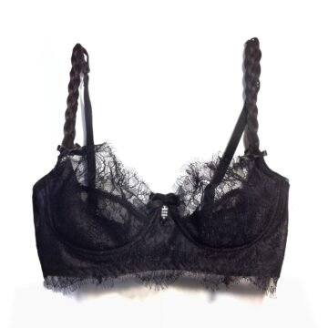 Sheer see through lingerie bra for plus size in black lace