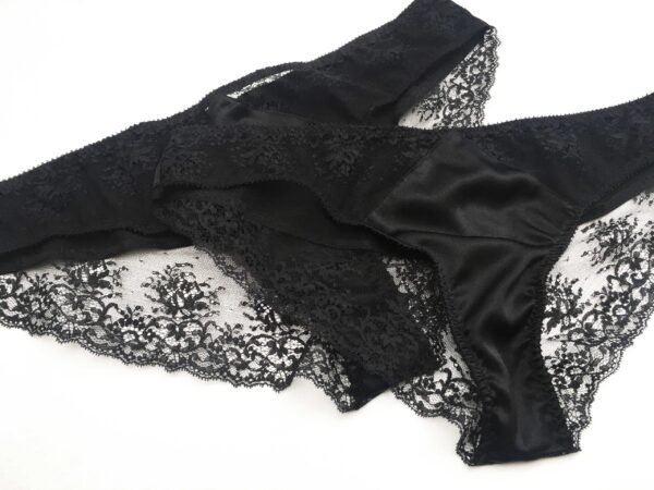 Two sheer panties made in lace and stretch satin silk