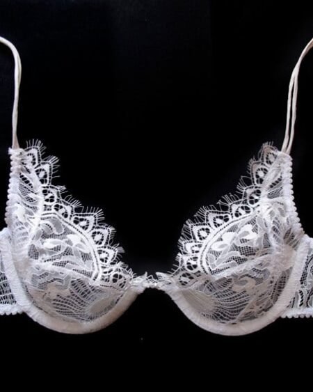 White sheer lace bra