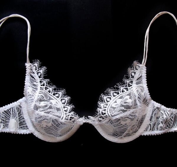 White sheer lace bra