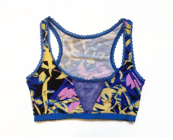 Sport bralette in print blue jersey and blue lace