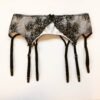 White and black garter belt in silk and lace contrasting