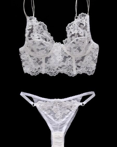 white lace lingerie set longline bra with tanga