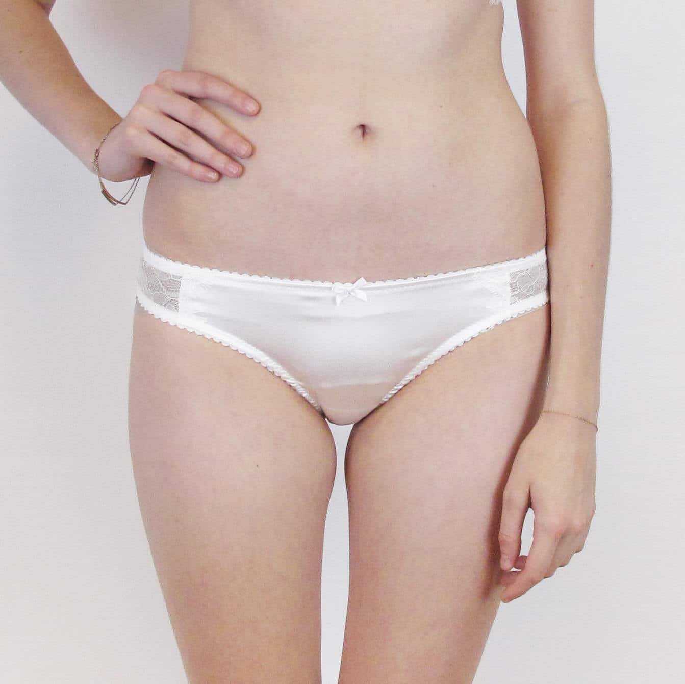 Panties in silk and lace white - Brief in lace and silk - Marianna