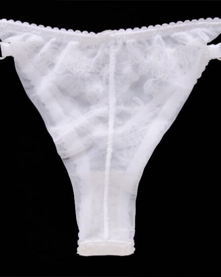 White sheer bridal tanga back