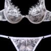 White sheer lingerie set in chantilly lace perfect for bride