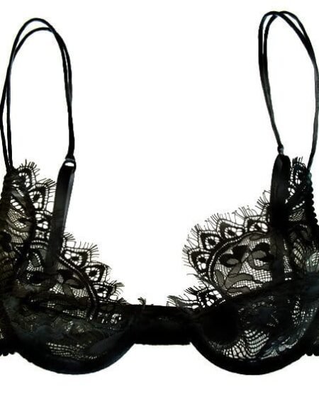 Black lace bra in chantilly lace plunge shape