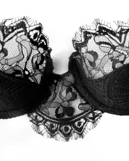 black see through lingerie balconette bra details