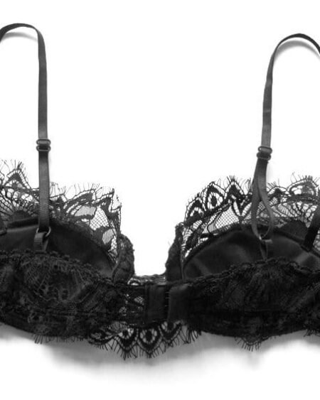 Black sheer lingerie balconette bra back