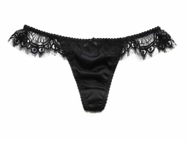 black silk panties back thong with lace sides