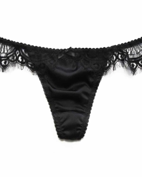 black silk panties back thong with lace sides