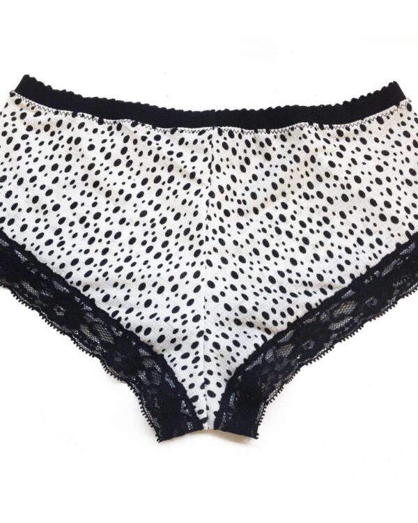 boyshort stretch printed fabric with black trim back