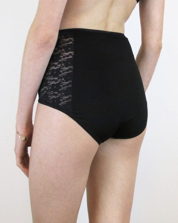 high waisted black panties in jersey and lace