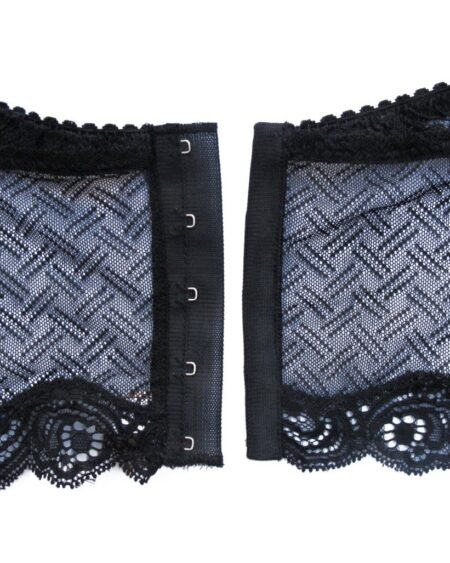 Longline bralette black see through mesh with hook and eyes