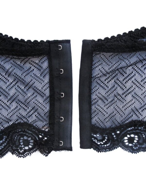Longline bralette black see through mesh with hook and eyes
