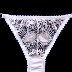 low waist sheer white panties in lace