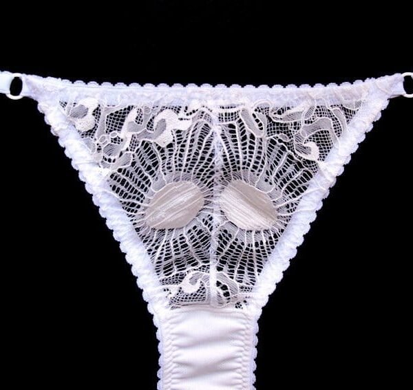 low waist sheer white panties in lace