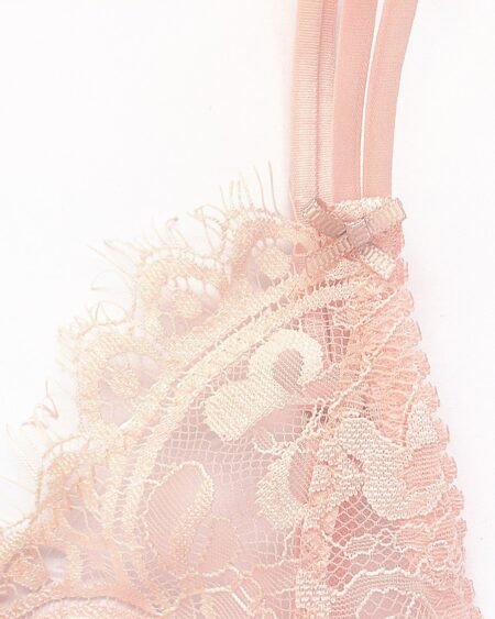 pink lace bra details of the straps