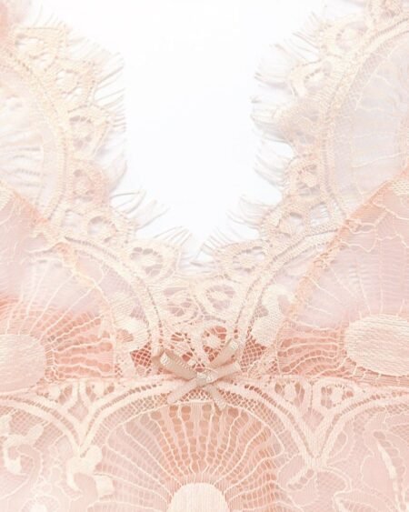 Pink lace see through bralette details of the longline front