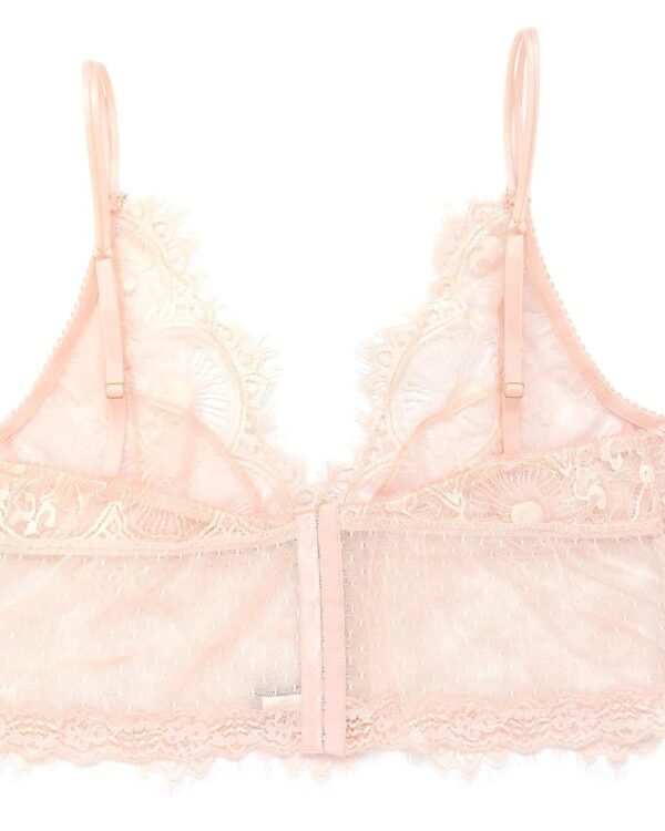 Pink lace see through bralette longline with hook and eye closure