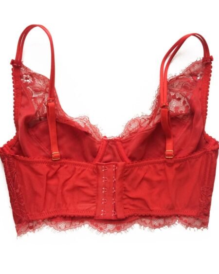 red lace and silk longline bra back closure