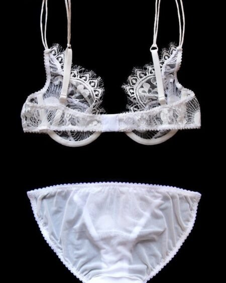 see through lingerie set underwired bra and sheer panties back
