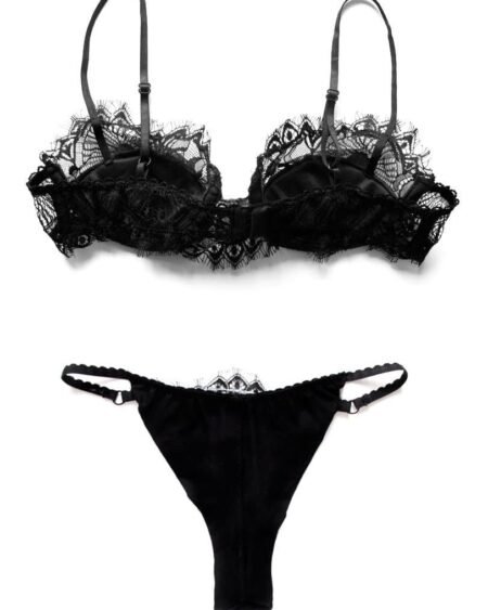 sheer black lingerie details bra and panties back details