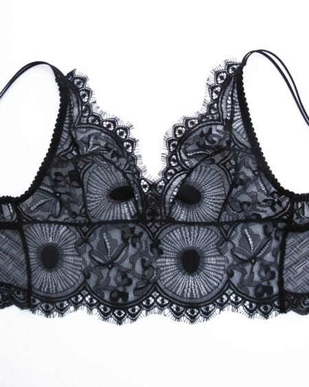sheer longline bralette in black lace